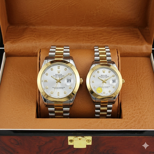 Cupel Watch White  Dial Watch Date Style Watch – Elegant Diamond Markers & Stainless Steel Band