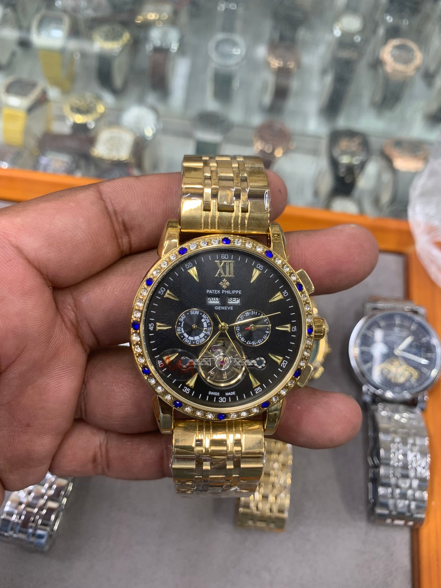 Automatic Mechanical Watch Silver Chain Rainbow Dail Watch Luxury Men's Watch