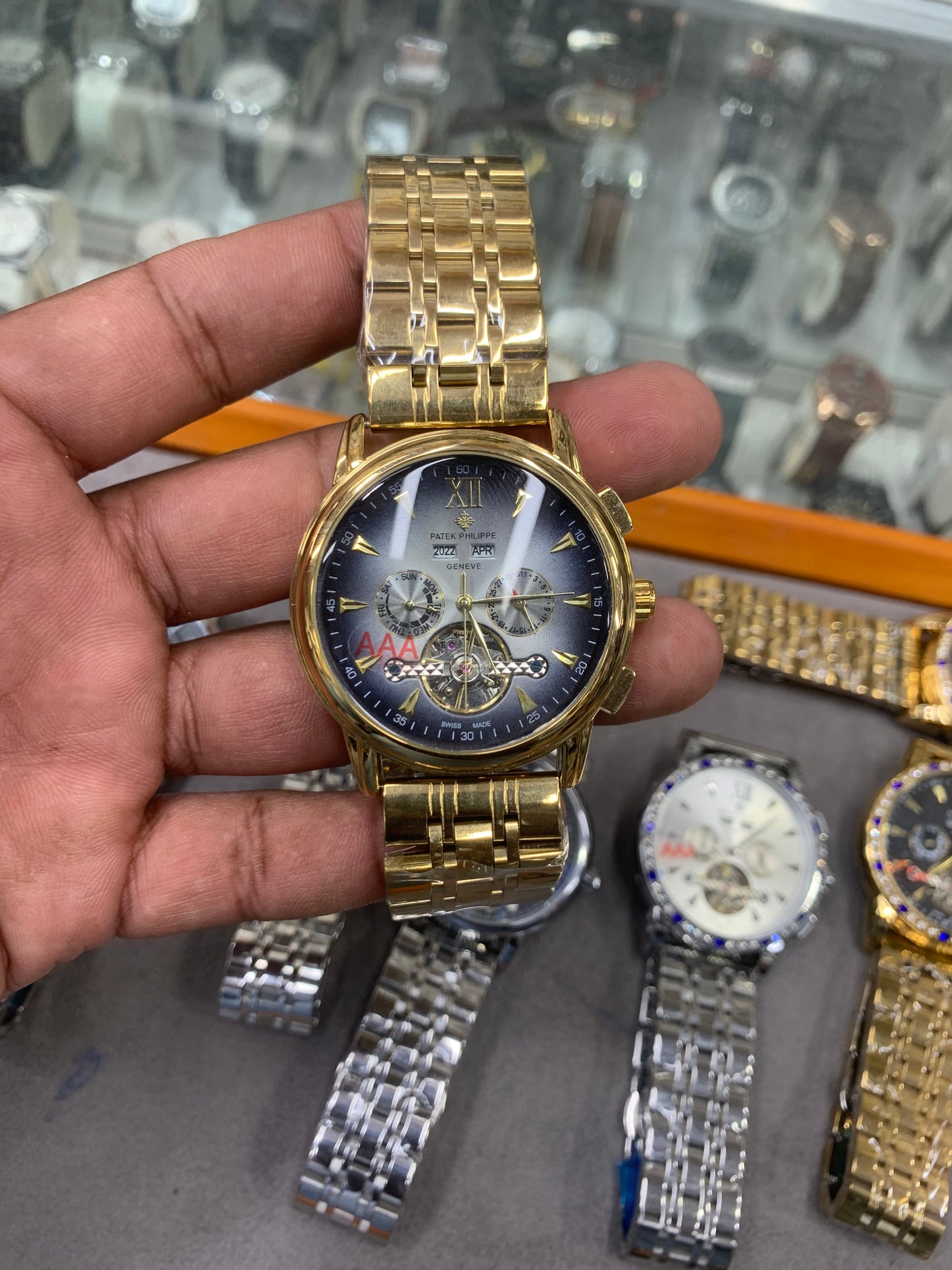 Automatic Mechanical Watch Silver Chain Rainbow Dail Watch Luxury Men's Watch