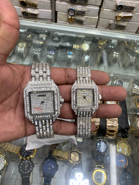 Cupel Watch White Dimond  Chain White Dial Watch Date Style Watch – Elegant Diamond Markers & Stainless Steel Band