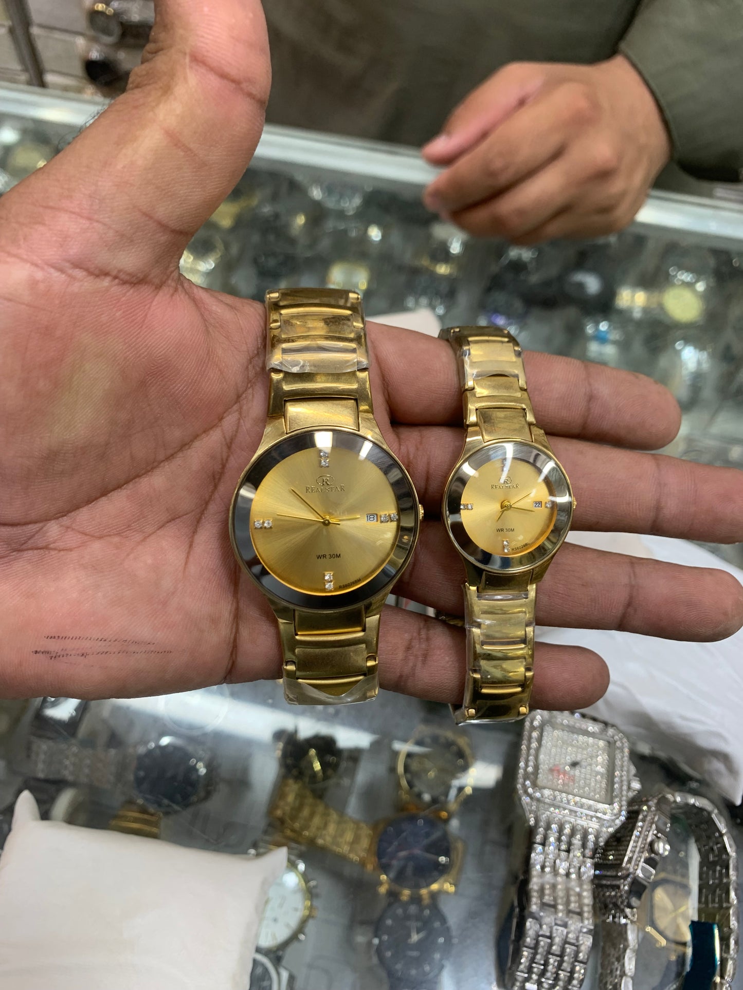 Cupel Watch Gold Chain Gold  Dial Watch Date Style Watch – Elegant Diamond Markers & Stainless Steel Band