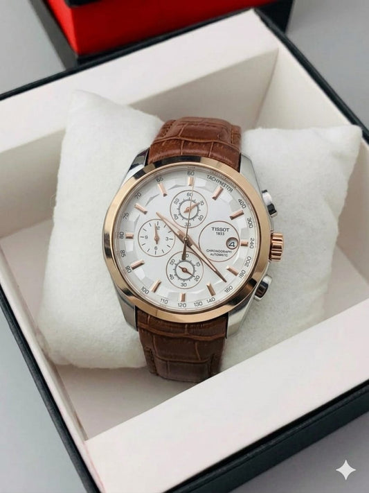 Classic Men’s Leather Strap Watch – Elegant Chronograph Watch